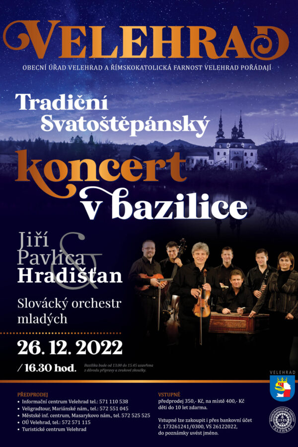 Tradiční Svatoštěpánský koncert ve velehradské bazilice 26.12.2022 v 16.30 hod.