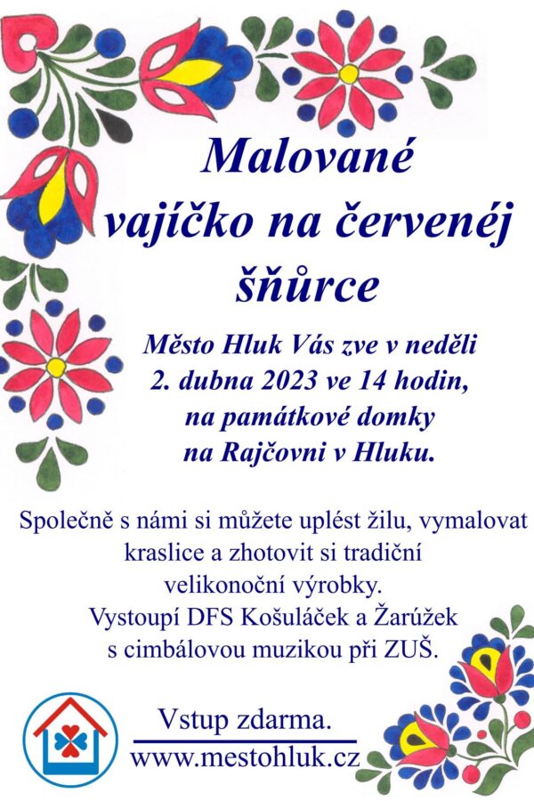 Malované vajíčko na červenej šňůrce