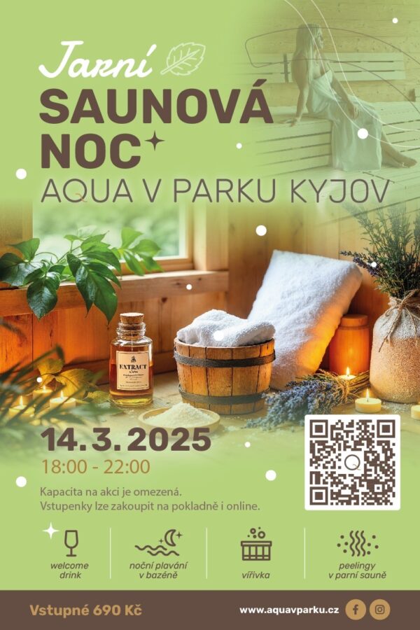 Jarní saunová noc v Aqua v parku Kyjov