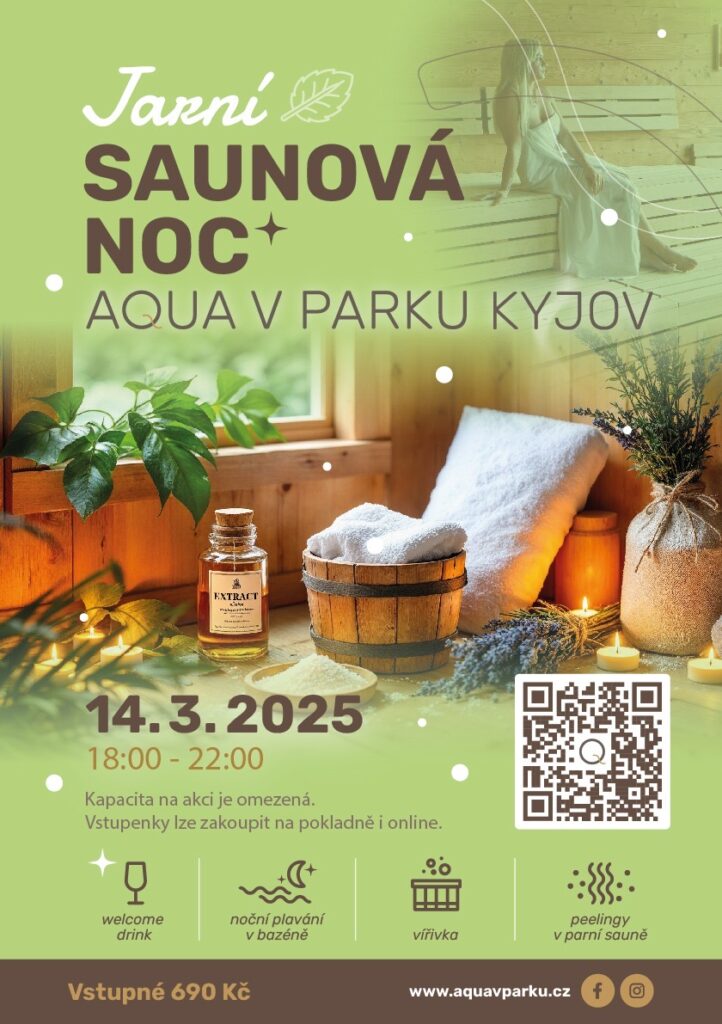 Jarní saunová noc v Aqua v parku Kyjov