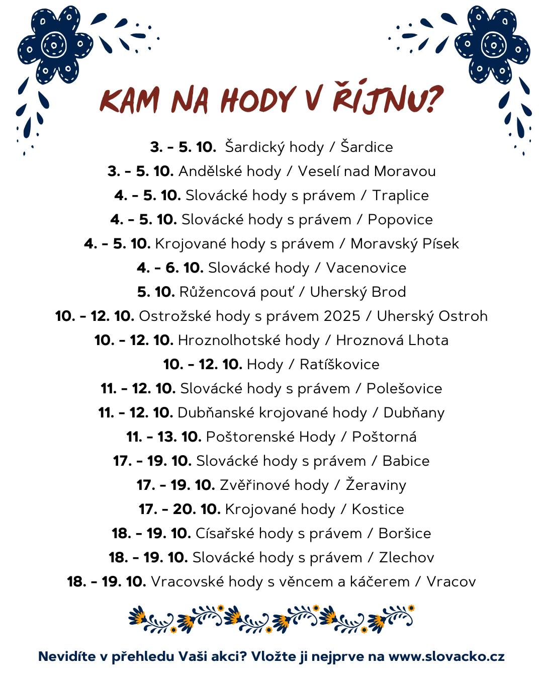 Kam na hody v říjnu?