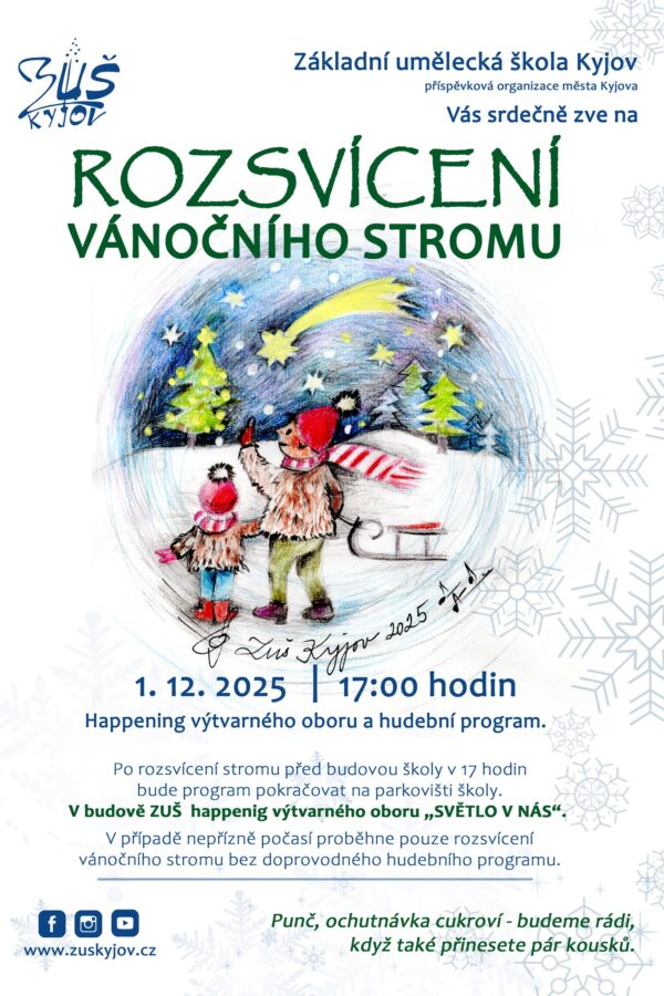 Slavnostní rozsvícení vánočního stromu – ZUŠ Kyjov
