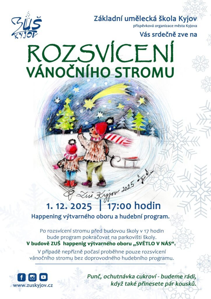 Slavnostní rozsvícení vánočního stromu – ZUŠ Kyjov