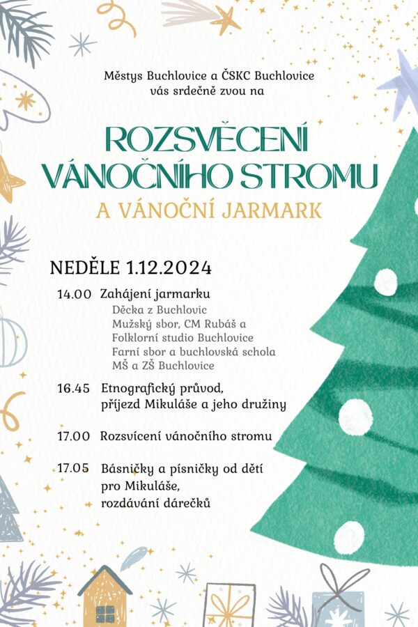 Rozsvěcení vánočního stromu a vánoční jarmark v Buchlovicích