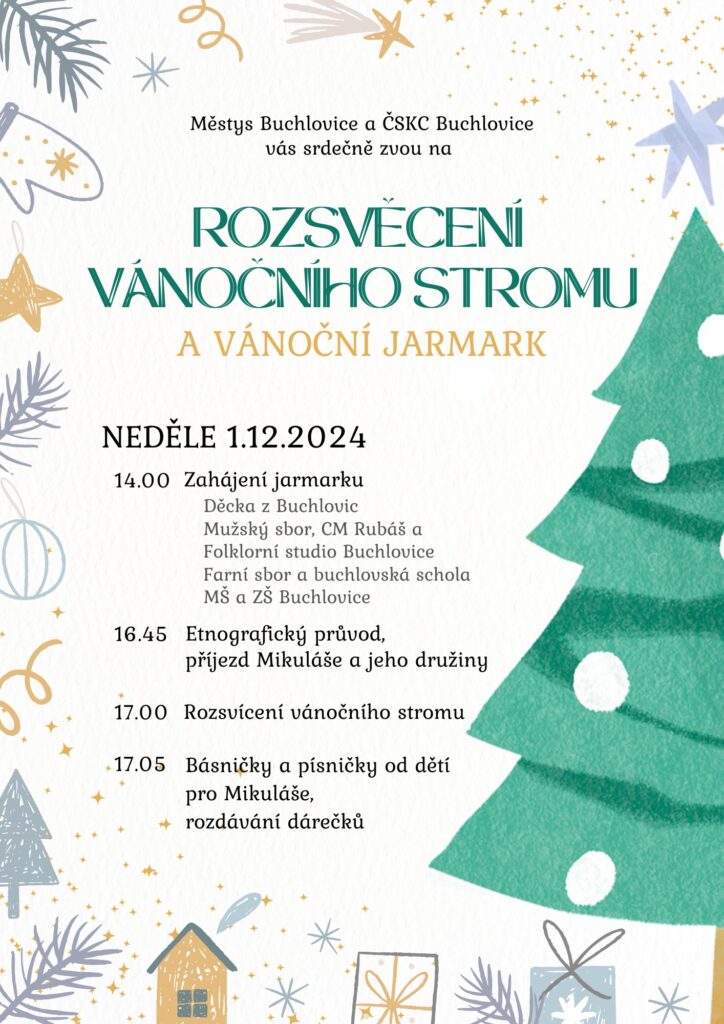 Rozsvěcení vánočního stromu a vánoční jarmark v Buchlovicích