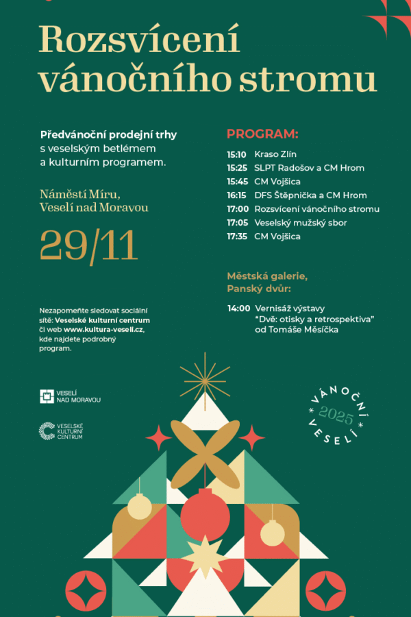 První advent v centru města s rozsvícením vánočního stromu