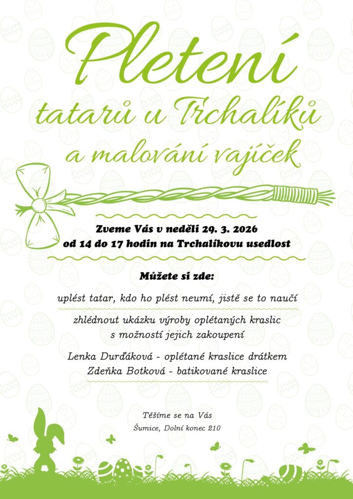 Pletení pomlázky, malování vajíček v&nbsp;Trchalíkově usedlosti