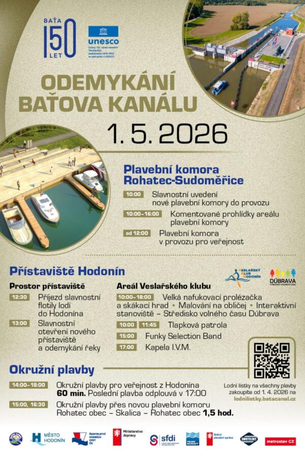 Odemykání Baťova kanálu 2026 v&nbsp;Hodoníně