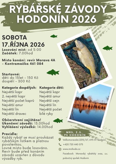 Rybářské závody Hodonín 2026