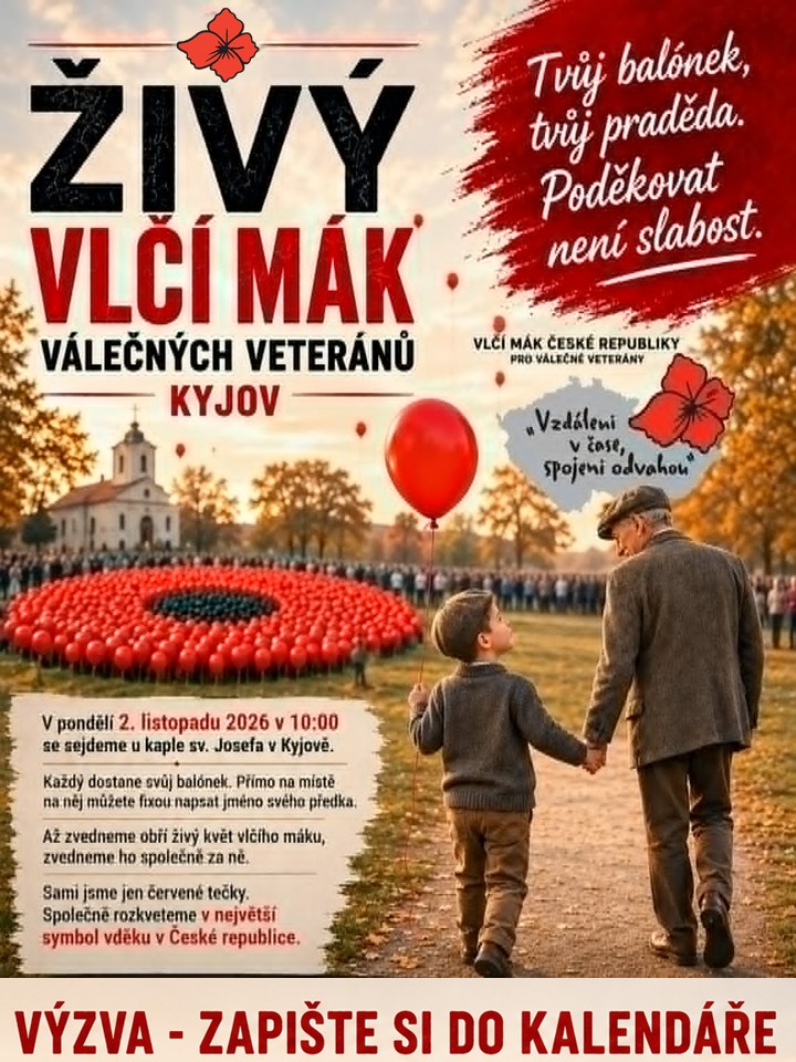 Pokus o&nbsp;rekord: ŽIVÝ VLČÍ MÁK VÁLEČNÝCH VETERÁNŮ
