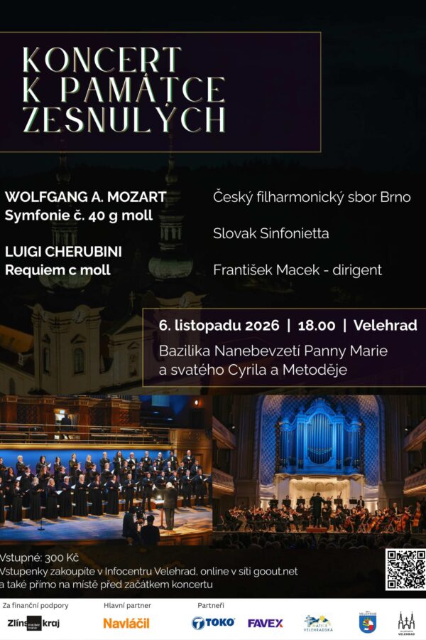Koncert k&nbsp;památce zesnulých 6. 11. 2026 v&nbsp;18 hod. ve&nbsp;velehradské bazilice